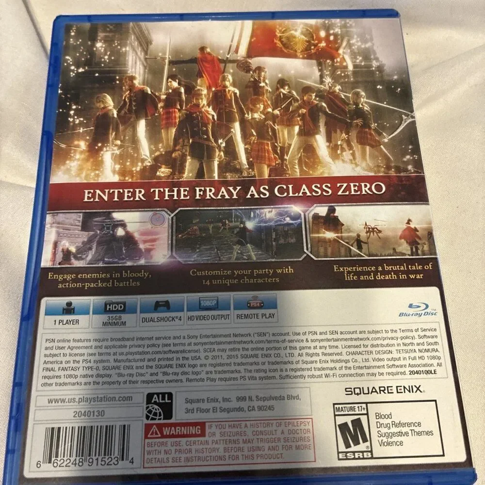 Final Fantasy Type-0 HD -- Day One Edition (Sony PlayStation 4, 2015)